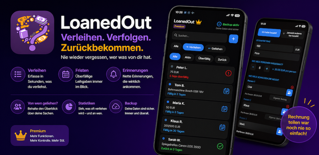 LoanedOut Funktionsübersicht